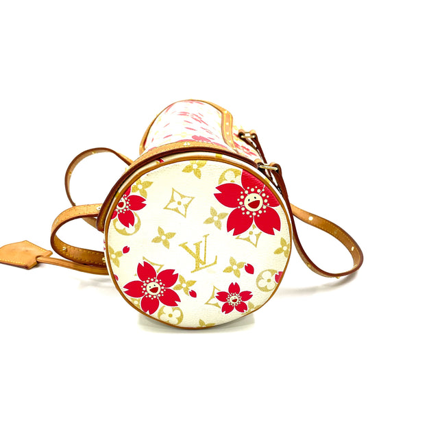 Louis Vuitton x Takashi Murakami Papillon 28 Cherry Blossom White Monogram Handbag