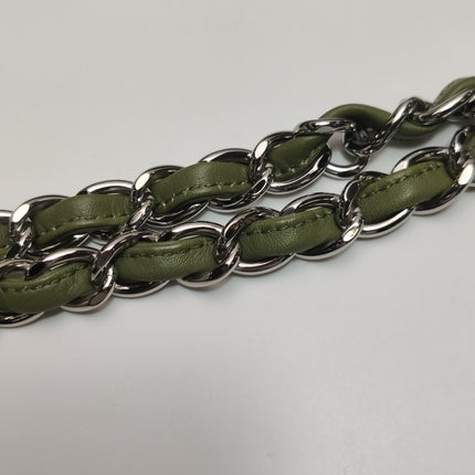 Chanel Classic Flap Maxi Metallic Green Patent Leather Double Flap Sliver Hardware 2012