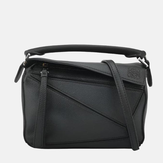 Loewe Puzzle Mini Black Calfskin Leather Crossbody Bag-Luxbags