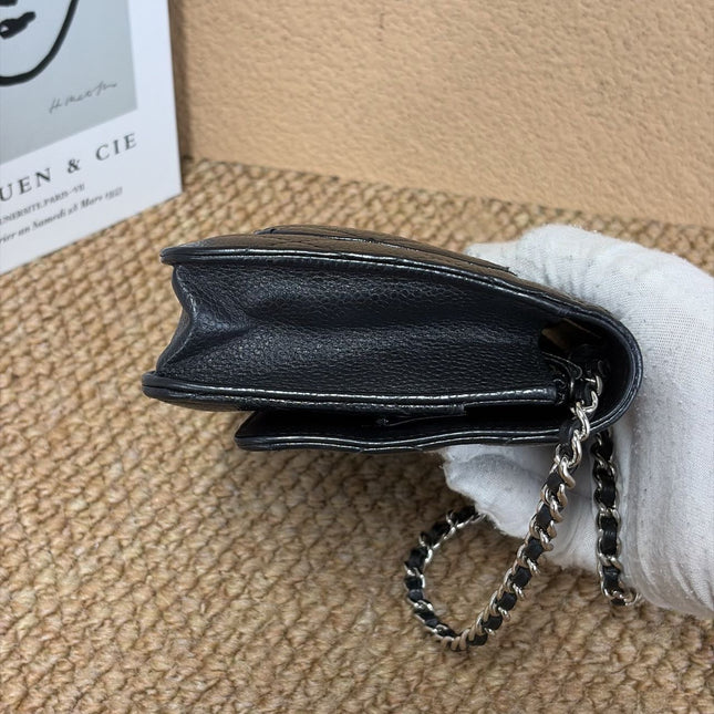 Chanel Wallet on Chain Classic Flap Black Caviar Leather Silver Hardware 2015-16