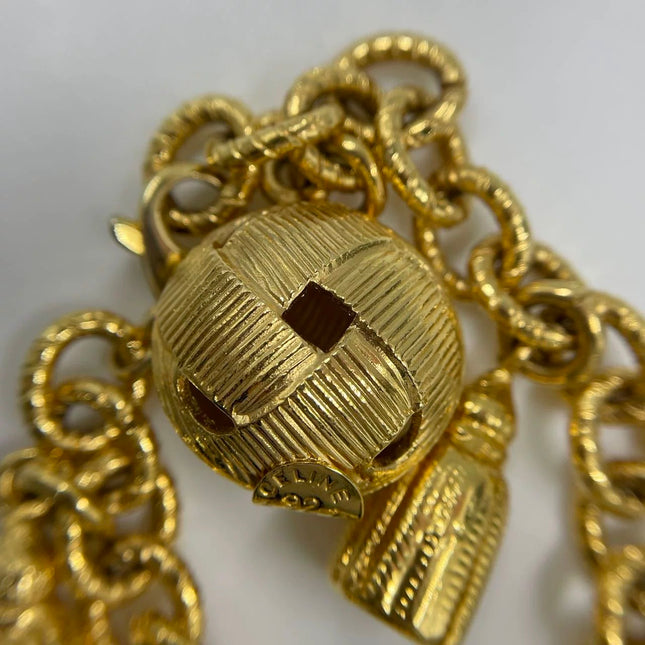 Celine 1990s Vintage Gold-tone Link Charms Bracelet