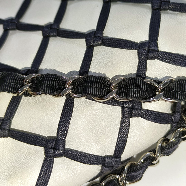 Chanel Lambskin Jumbo Canebiers Net Knots Flap White, 2011