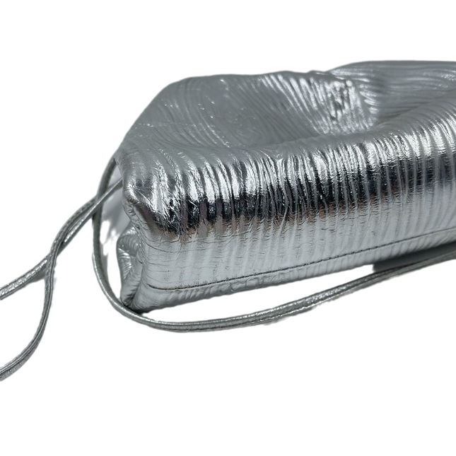 Sold Bottega Veneta Pouch Mini Silver Lambskin Leather Tree Trunk pattern