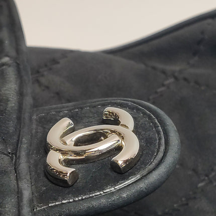 Chanel Nubuck Suede Darjeeling Flap Bag Ultimate Stitch Black Jumbo Bag