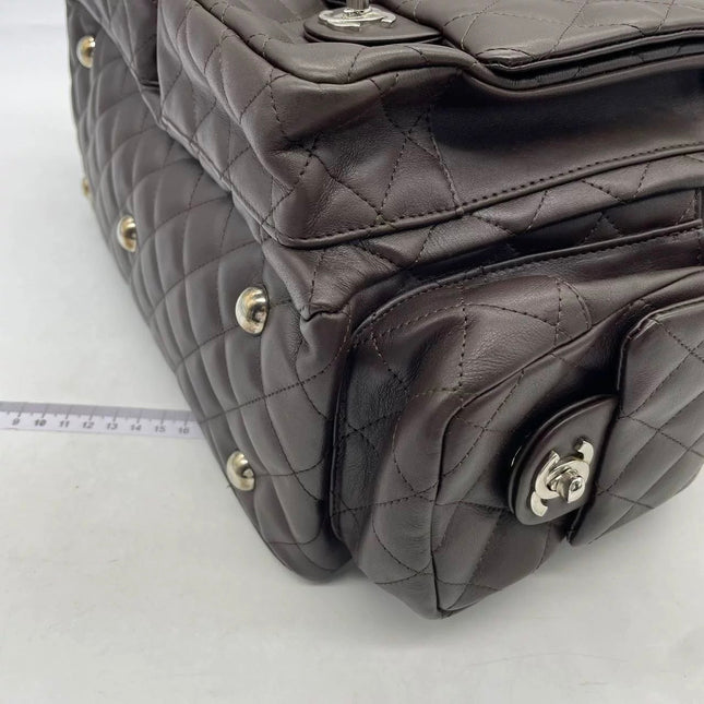 Chanel Cambon Large Dark Brown Calfskin Leather Double Strap Handbag