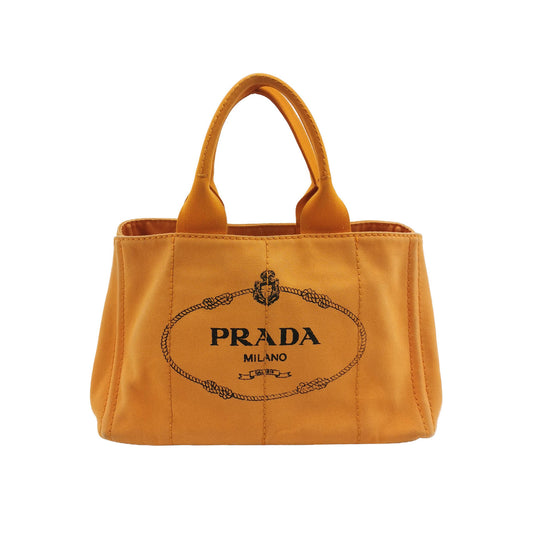 Prada Canape Canvas Tote Orange Handbag-Luxbags