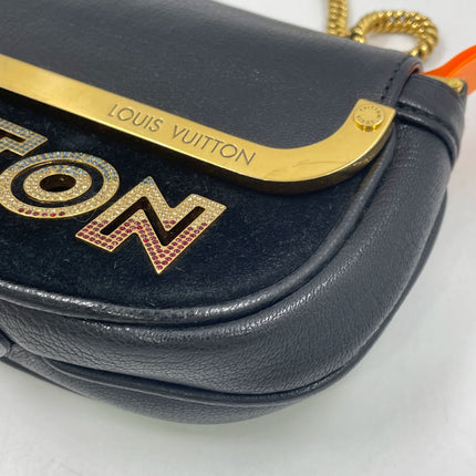Louis Vuitton Avant-Garde Pochette Clutch Suede Leather Crystal Logo, 2011