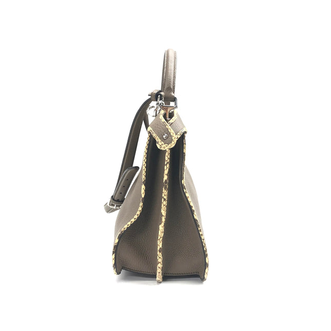 Fendi Peekaboo ISeeU Sellier Small Grey Leather with Python Skin Trimming