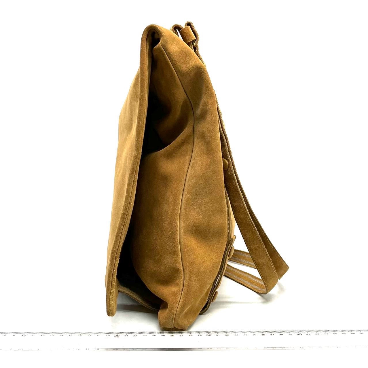 Bottega Veneta Maxi Messenger Bag Suede Leather Tan