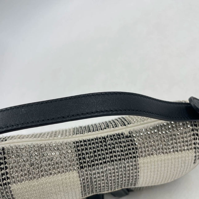 Sold Dior Saddle Mini Beaded Black and White checkered Pattern