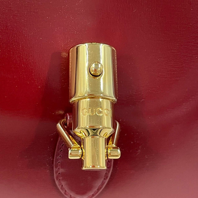 Gucci Jackie 1961 Small Burgundy Red Leather Bag with Adjustable Strap