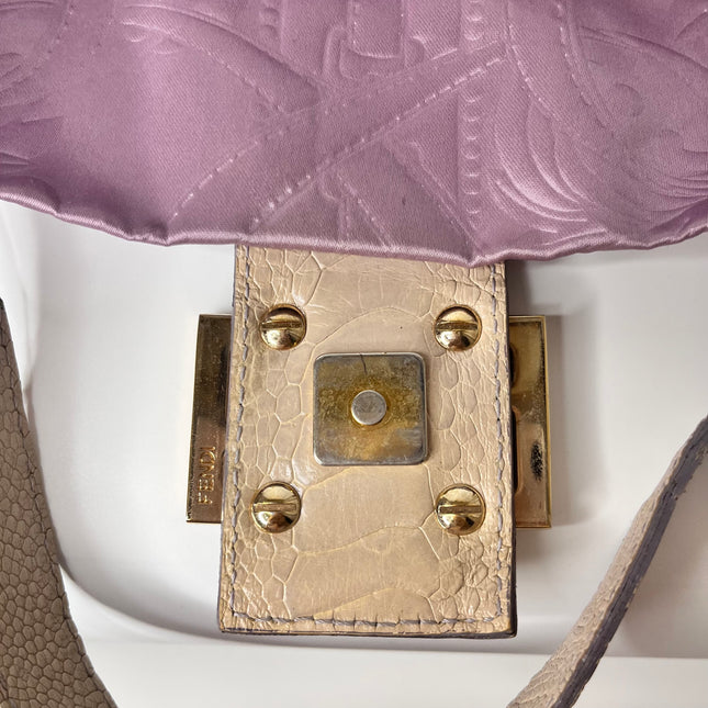 Sold FENDI Baguette Purple Silk with embossed pattern