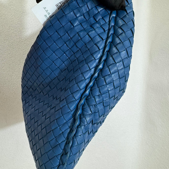 Sold Bottega Veneta Veneta Hobo Medium Blue Intrecciato Leather Bag 47cm
