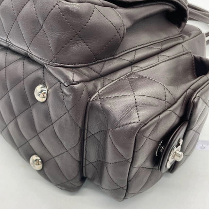 Chanel Cambon Large Dark Brown Calfskin Leather Double Strap Handbag