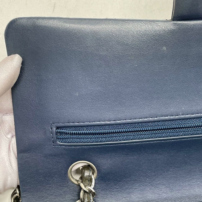 Chanel Classic Flap Medium Dark Green Patent Leather Silver Hardware, 2014-2015