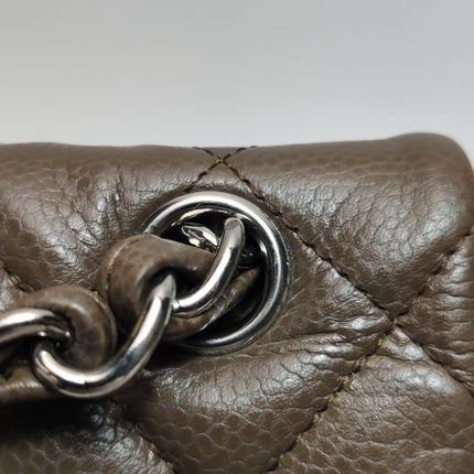 Chanel Classic Flap Jumbo 2012 Coffee Brown Caviar Leather Double Flap Silver Hardware