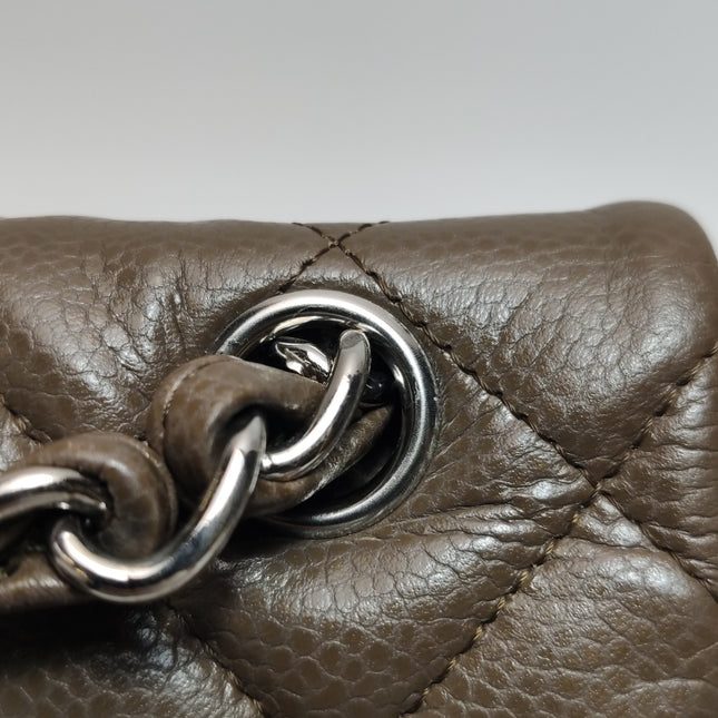 Chanel Classic Flap Jumbo 2012 Coffee Brown Caviar Leather Double Flap Silver Hardware