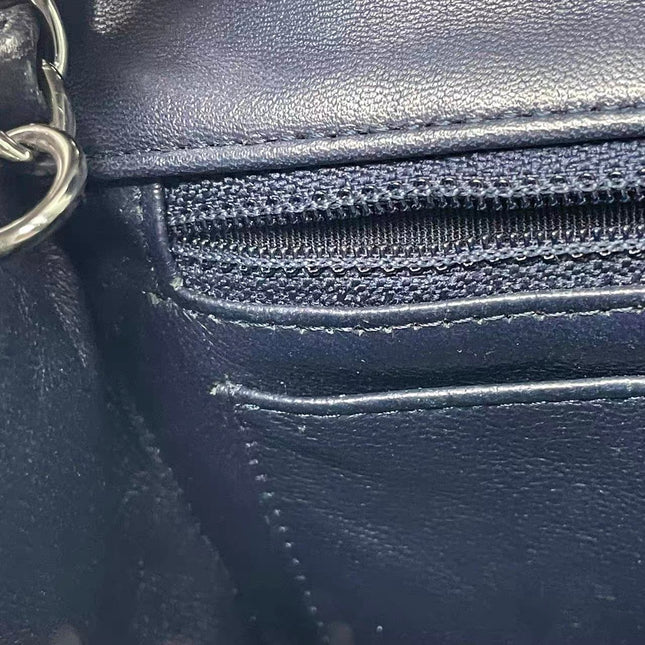 Chanel Classic Flap Mini 2014 Navy Lambskin Leather Silver Hardware