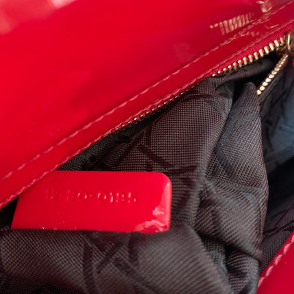 Sold Lady Dior Patent Leather Red Mini handbag with gold hardware