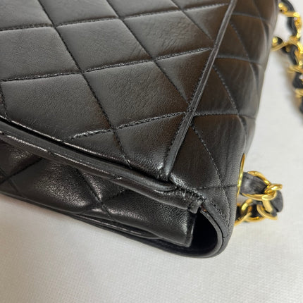 Chanel Vintage Flap Bag Medium Black Lambskin Leather Mega CC Gold Hardware