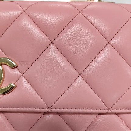 Chanel Trendy CC Flap Bag Pink Cannage Lambskin Leather Gold Shoulder Chain