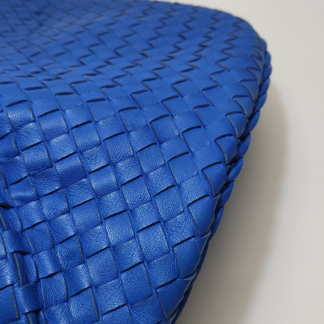 Bottega Veneta Hobo Bag Lambskin Leather Royal Blue 42cm Thick Shoulder Pad