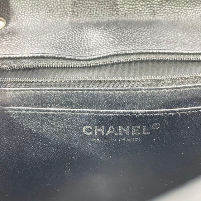 Chanel Classic Flap Jumbo Black Caviar Leather Single Flap Silver Hardware 2006-08