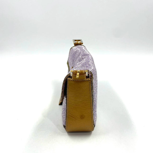 Sold FENDI Baguette Lilac Purple Glitter beads and Gold Leather