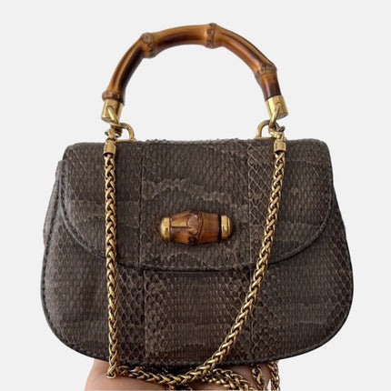 Gucci Bamboo 1947 Night Mini Python Evening Bag with Chain-Luxbags
