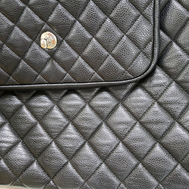 Chanel 2014 Paris-Edinburgh Flap Tote Bag Black Caviar Leather