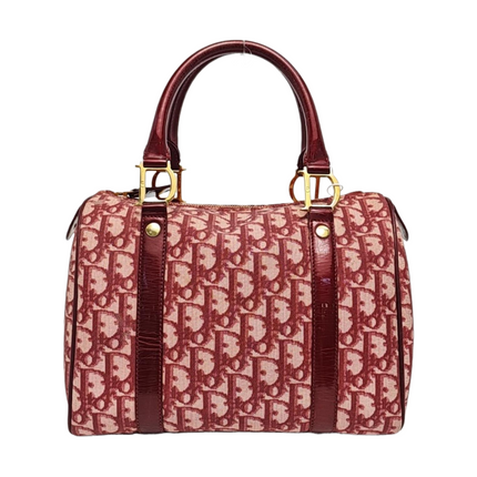 Christian Dior Trotter Boston Cloth Oblique Medium Red Handbag-Luxbags