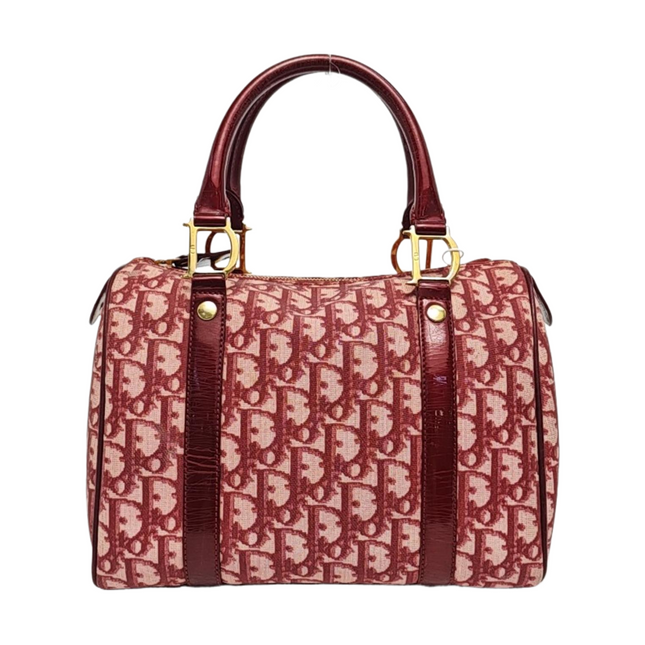 Christian Dior Trotter Boston Cloth Oblique Medium Red Handbag-Luxbags