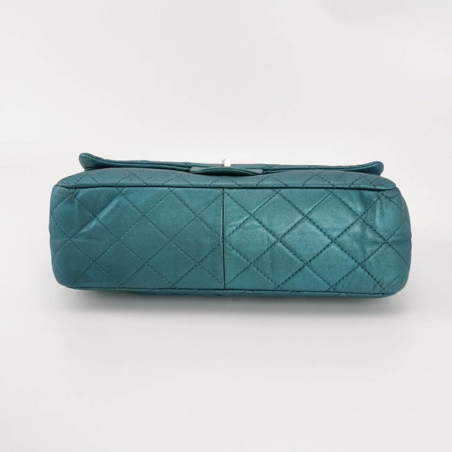 Sold Chanel 2.55 Flap Bag 2008 Large Lambskin Leather Teal Blue Green
