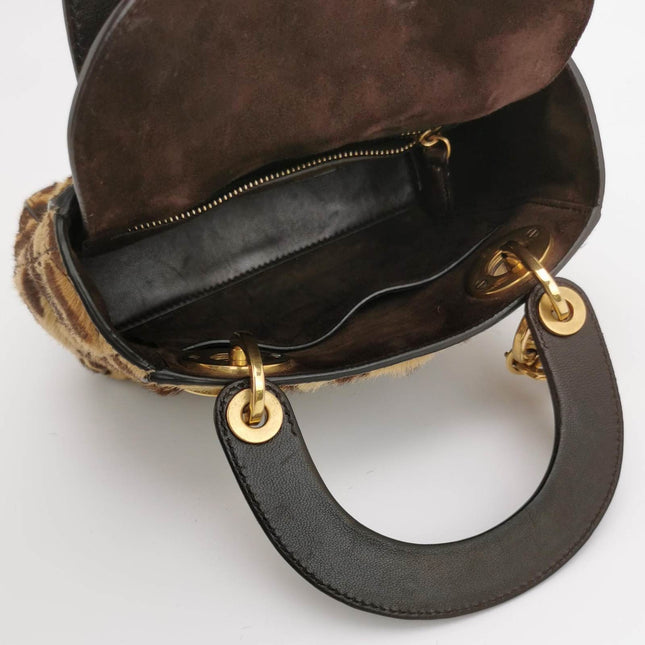 Sold Lady Dior Mini Handbag Pony-style Calfskin Leather Leopard Print
