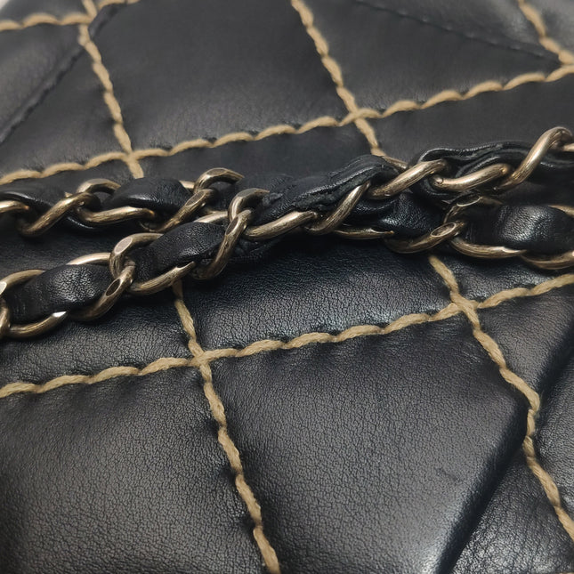 Chanel Wild Stitch Flap Black Leather with Stitching Detail 2000-2002