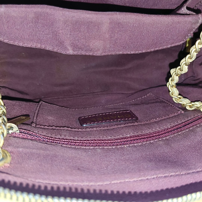 Chanel Camera Bag Chevron Stitching Black Gold Lambskin Leather Double Gold Chain, 2014