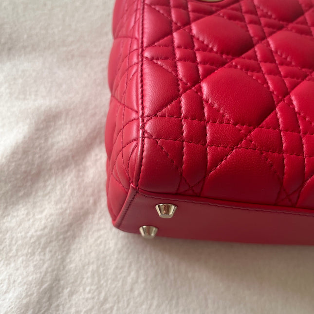 Sold Lady Dior Red Mini handbag Cannage Leather with strap