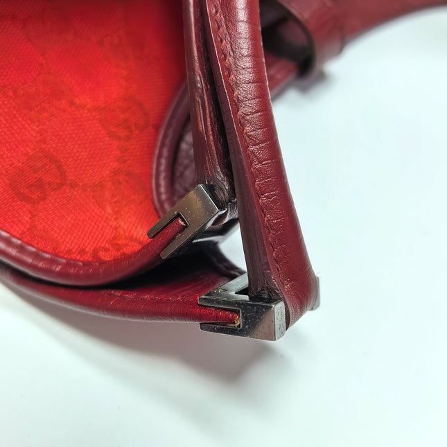 Gucci Jackie Vintage Red Monogram Fabric and Leather Shoulder Bag