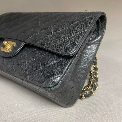 Chanel Classic Flap Medium Black Caviar Leather with 24k Gold Hardware, 2008-2009