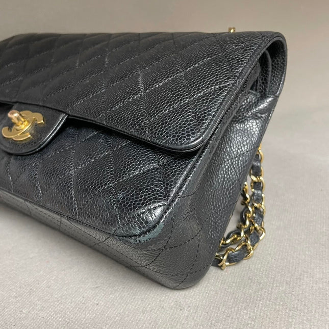 Chanel Classic Flap Medium Black Caviar Leather with 24k Gold Hardware, 2008-2009