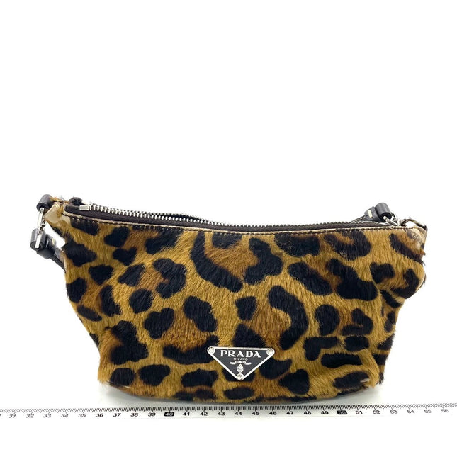 Prada Leopard Print Pony-style Calfskin Mini Clutch-Luxbags