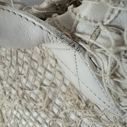 Bottega Veneta Cabat Large Intreccio Leather with Fringes White Ecru 40cm