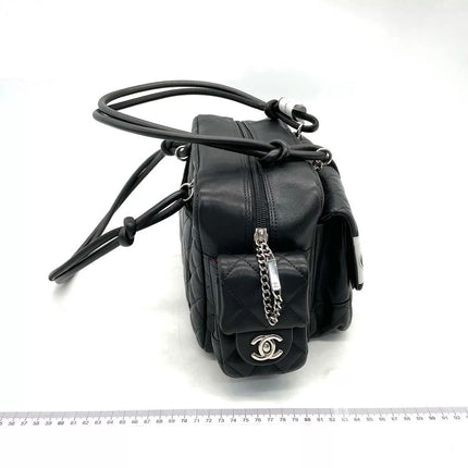 Chanel Cambon Multi-pocket Ligne Reporter Bag Medium Black Calfskin Leather