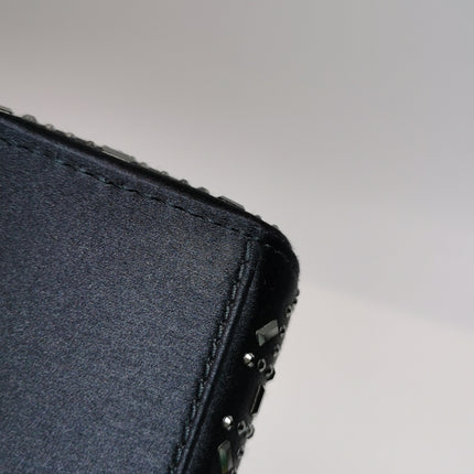 Lady Dior Mini Black Silk with Crystals Silver Hardware