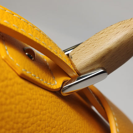 Goyard Saigon Mini Yellow Canvas and Leather Wooden Top Handle Crossbody Bag