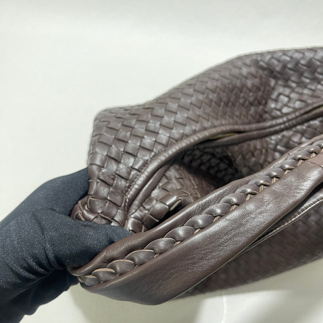 Bottega Veneta Hobo Bag Large Dark Chocolate Brown Lambskin leather 50cm