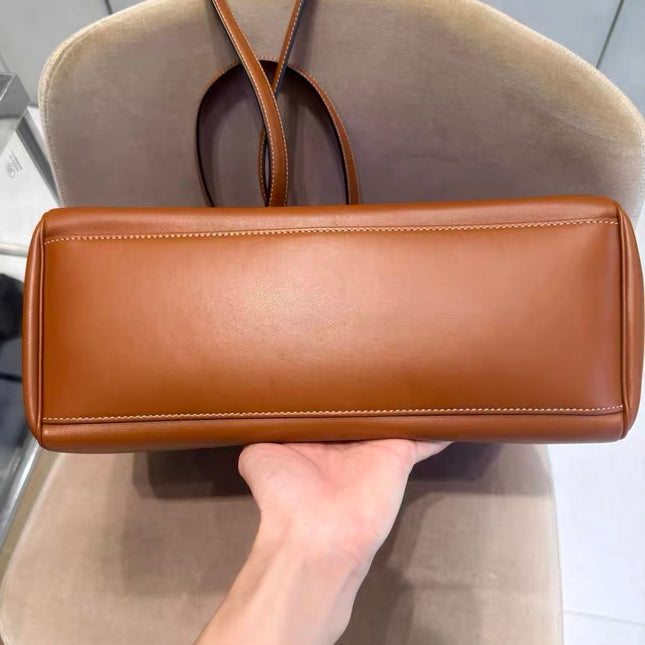 Celine Soft 16 Bag Medium Caramel Natural Tan Smooth Satin Calfskin Leather