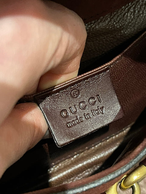 Gucci Horsebit 1955 Chain Vintage Shoulder Bag Brown Studded Suede Leather