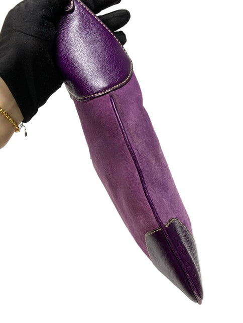 Gucci Jackie Vintage Large Purple Suede Leather Ringlets Decoration