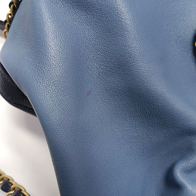 Chanel CC Lovely Chained Bucket Bag Lambskin Leather Navy Gold HW, 2018-19
